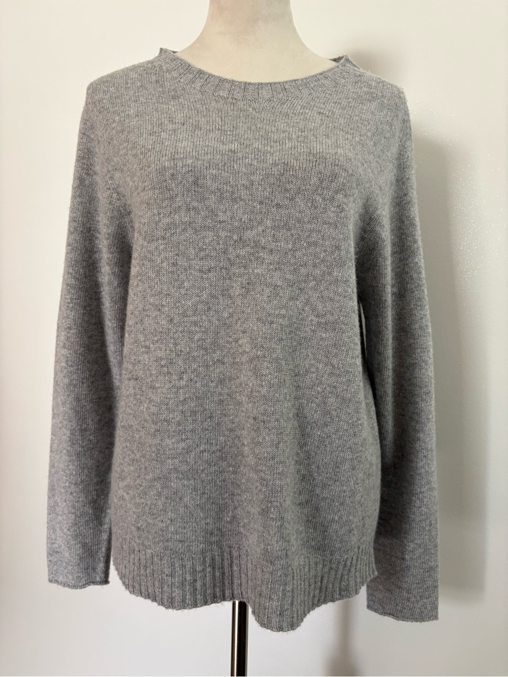 Bianco & Blu Italy Merino Wool Cashmere Blend Grey Knit Sweater Size Large